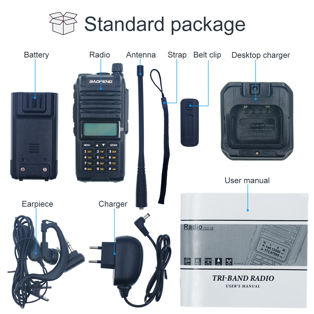 A58S - Tri-Band Two-Way Radio Walkie Talkie IP67 Waterproof - 5W Power