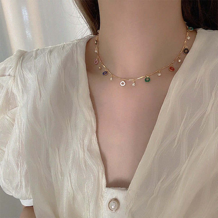 Colorful Donut Tassel Necklace Accessories Korea Personality Temperament Fashion Chain