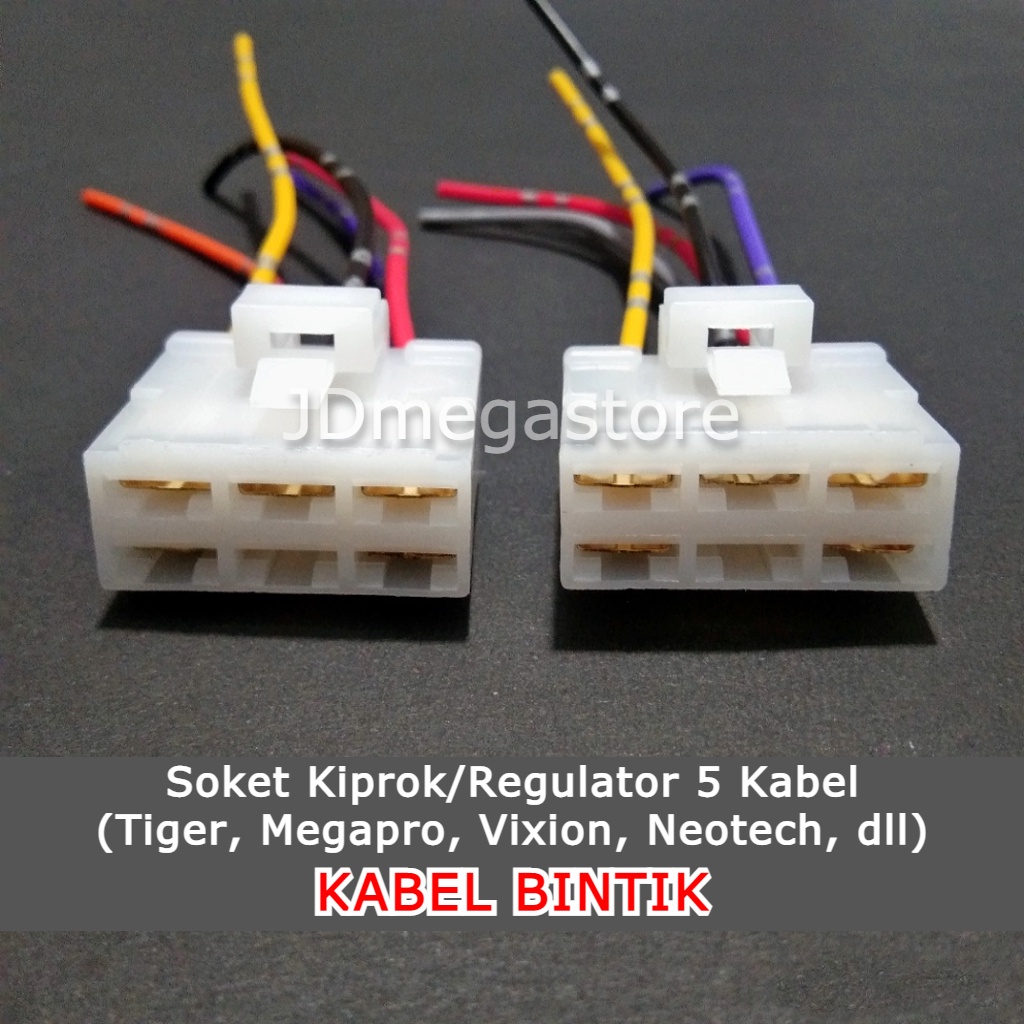 (Grosir/COD) Soket Kiprok/Regulator Tiger Megapro Vixion - 5 KABEL BINTIK