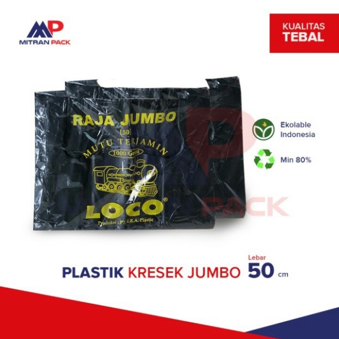 

Ginger- Kantong Plastik Kresek HITAM LOCO JUMBO, TEBAL Ukuran 50 x 75 cm