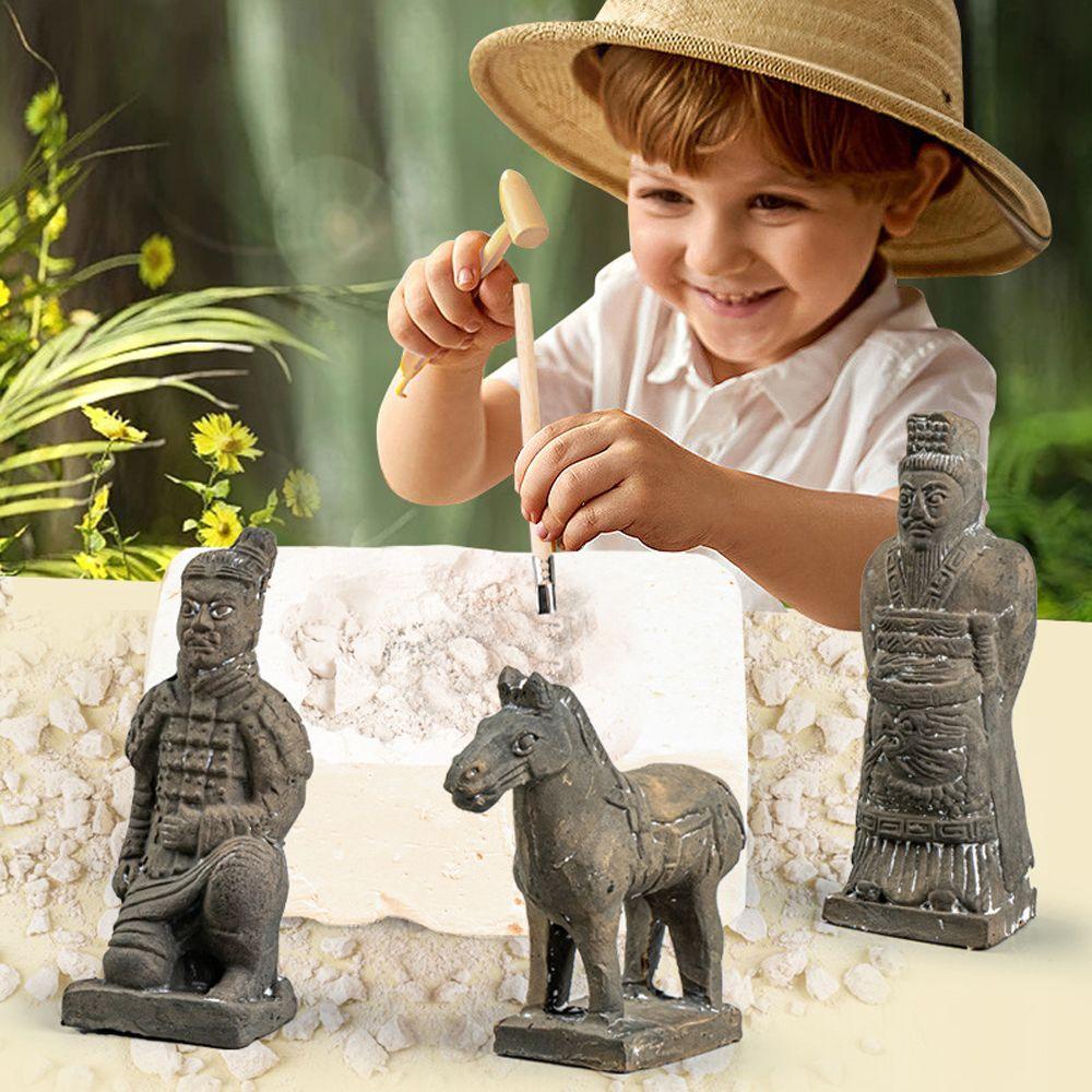 Nickolas1 Terracotta Warriors Qin Shi Huang Fitur Horses Ornamen Dekorasi Rumah China Imitasi Antik Gaya China Handmade Souvenir Terracotta Kerajinan Patung Tentara