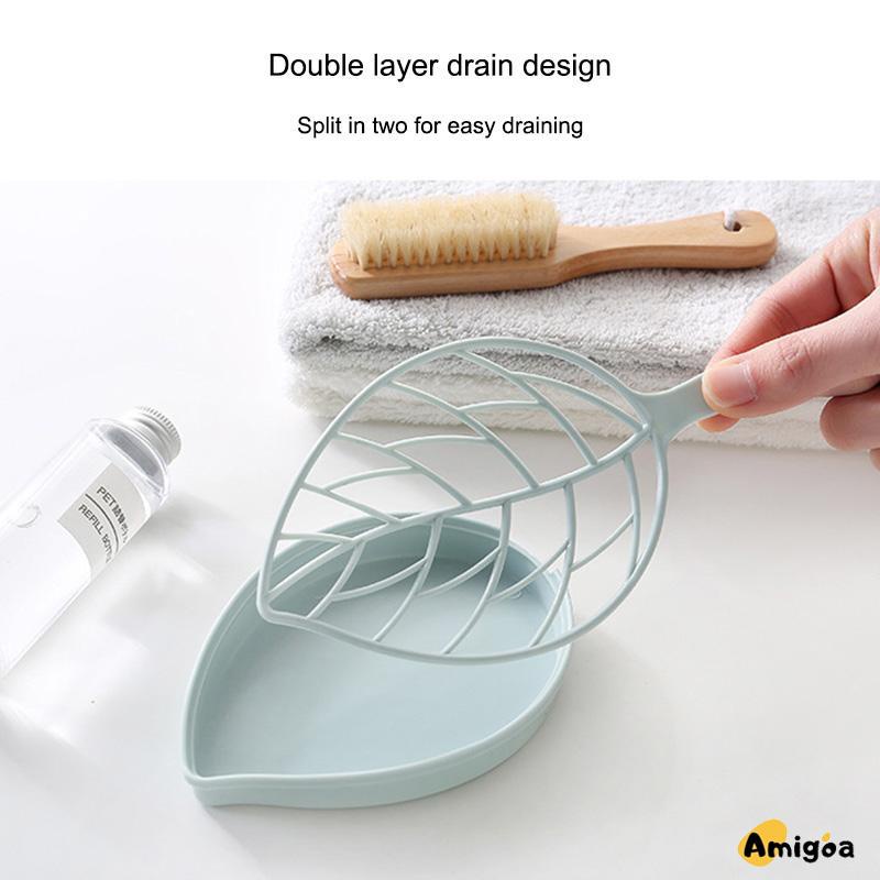 Kotak Sabun Daun Kreatif Kamar Mandi Gratis Punch Suction Cup Toilet Drain Soap Rack - AG2