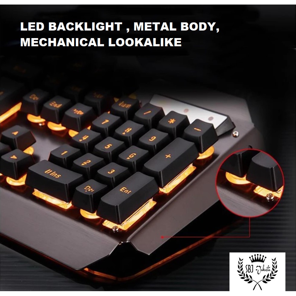 Keyboard and Mouse Set Wireless 2.4 Ghz Metal Mamba SB18 Waterproof Mechanical lookalike