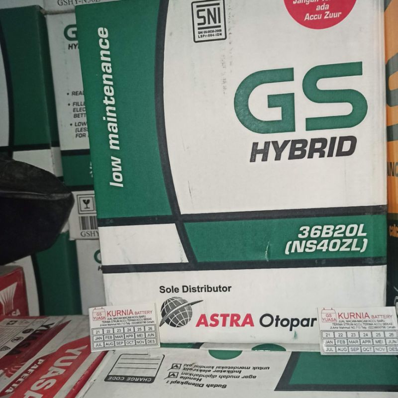 Aki Basah Mobil GS Astra Hybrid NS40ZL / 36B20L Cimahi Bandung CALYA, SIGRA, JAZZ, ERTIGA, BRV