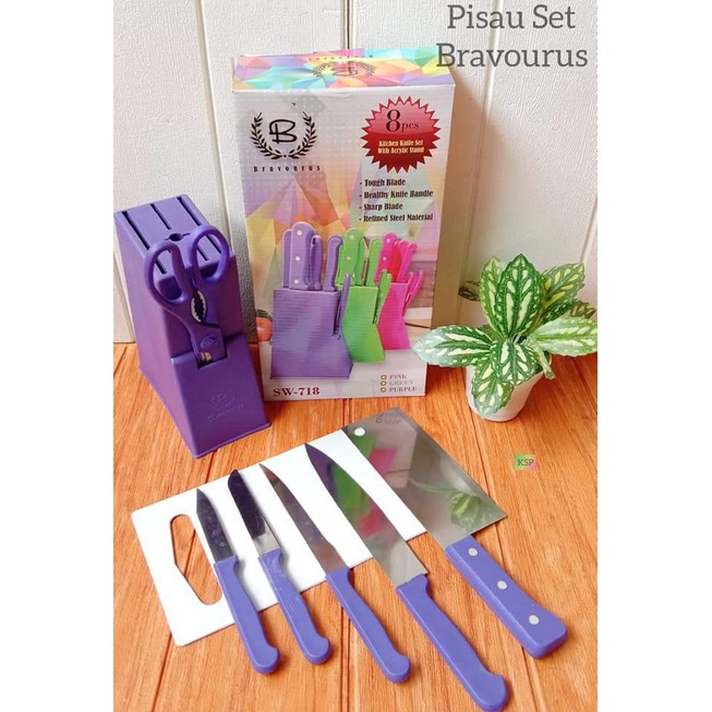 [RA] PISAU SET WADAH TALENAN 8 PCS WARNA WARNI MURAH STAINLESS STEEL BESI