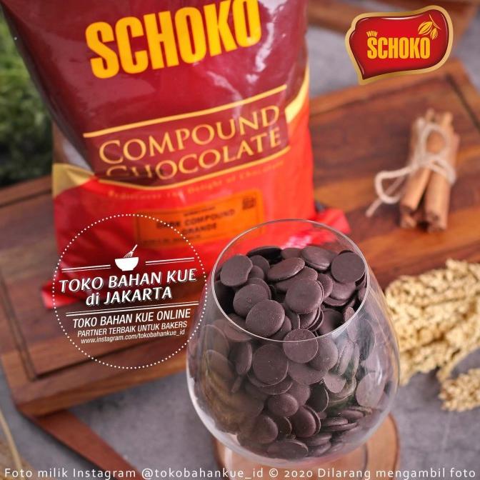 

Schoko Dark Compound Chocolate Coin 1kg Coklat Koin Baking Keping Enak