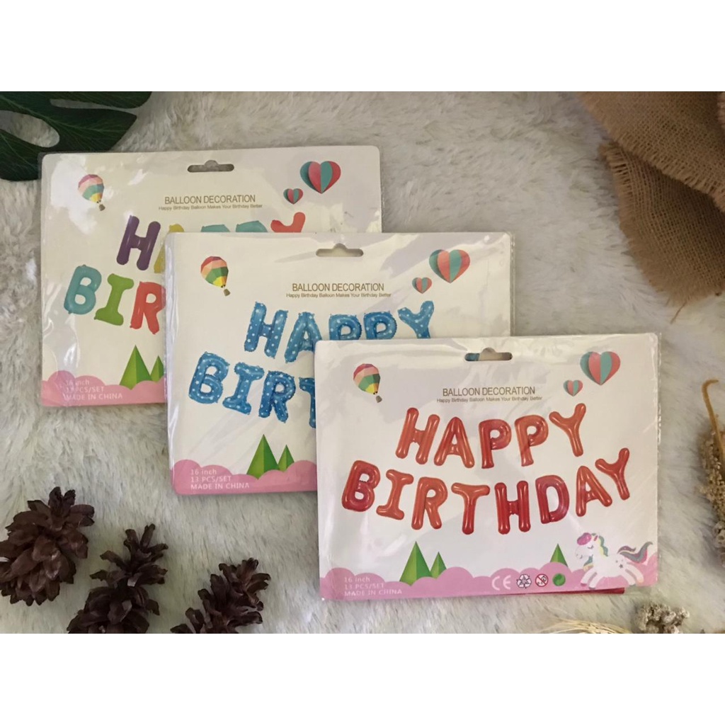 Balon Foil Huruf Set Happy Birthday pink soft / paket huruf hbd pastel