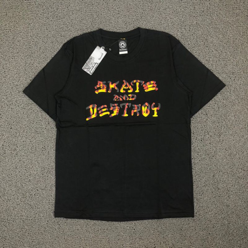 TSHIRT KAOS BAJU THRASHER SKATE AND DESTROY FIRE
