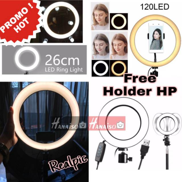 Termurah Medan 1KG Ring light 26cm 10 inch RingLight 26 10&quot; 20 16 cm 8 inch MUA Lampu Lightning LED Makeup Zoom