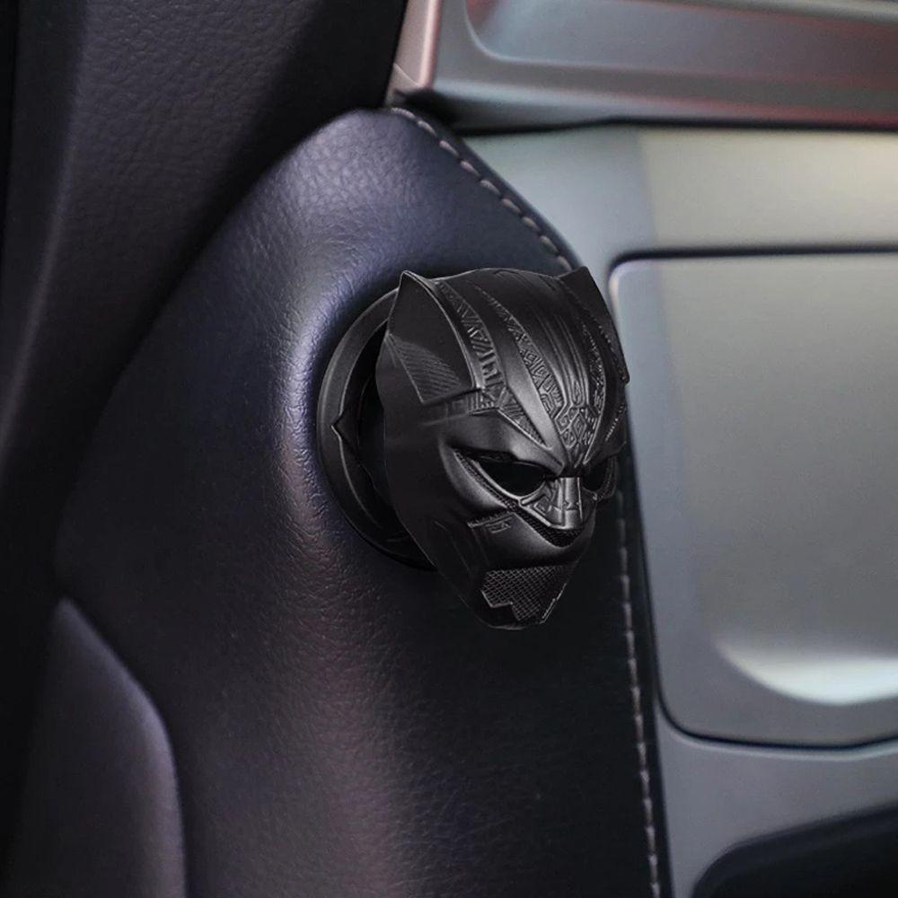 Lanfy Black Panther Aksesoris Auto Interior Dekorasi 3D Stiker Zinc alloy Otomotif Start Stop Tombol Pelindung