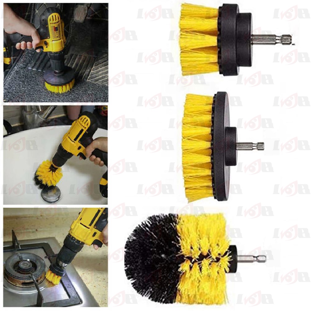 Kepala Sikat Bor Elektrik Power Cleaning Head Rotary Putar 3 Pcs Set Multifungsi