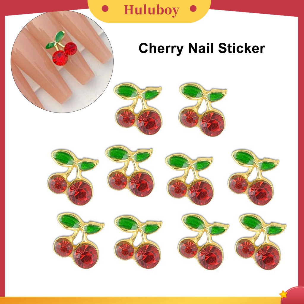 Huluboy Huluboy♡ 10 Pcs Berlian Imitasi Bentuk Cherry Untuk Nail Art