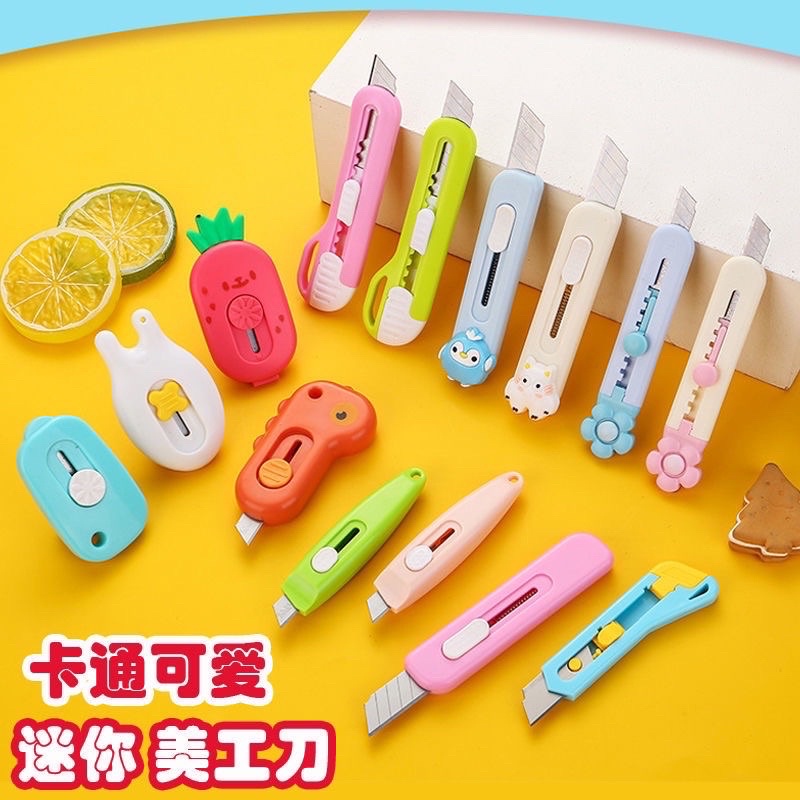 

cutter mini model kaki kucing nenas dino awan pisau mini pemotong barang