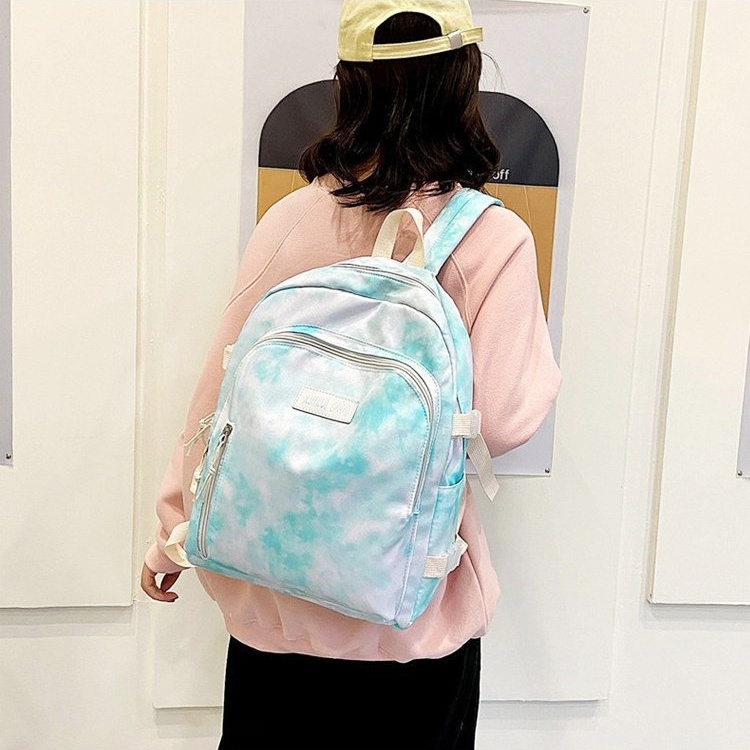 TAS RANSEL WANITA KANVAS TIE DYE IMPORT BIRU BACKPACK CEWEK BESAR KOREA MERVALE TA599B2 GENDONG SEKOLAH PUNGGUNG KULIAH KERJA FASHION REMAJA KEKINIAN MURAH BRANDED BATAM PREMIUM