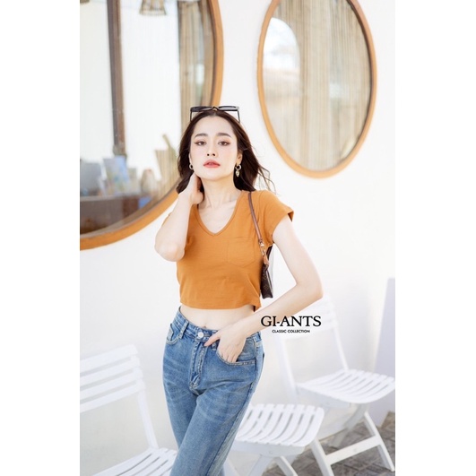 ATASAN GIANTS BASIC MODEL CROP V NECK KANTONG (BJGB306)