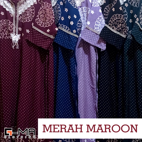 DASTER ARAB RENDA SEKDRESS | DASTER TANGAN 3/4 RESLETING DEPAN ( BUSUI )-MERAH MAROON