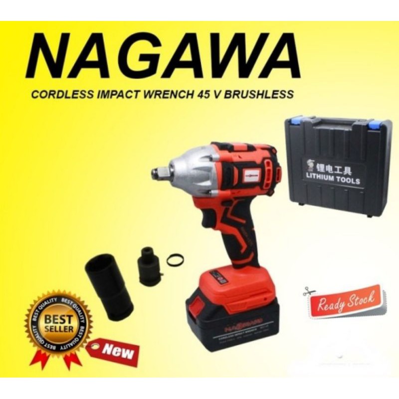 Impact Wrench  Cordless Brushless NAGAWA 45V NCI-45 Bor Buka Baut