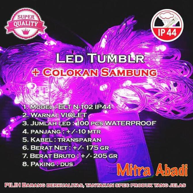 BE5T QUALITY Lampu Natal Hias LED Violet/Ungu Model Lurus + Colokan Sambung Female