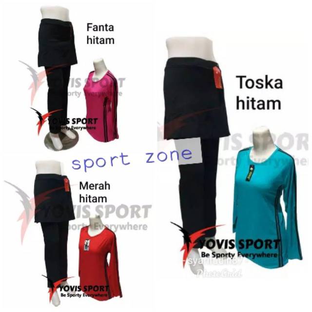 setelan celana senam rok + kaos panjang