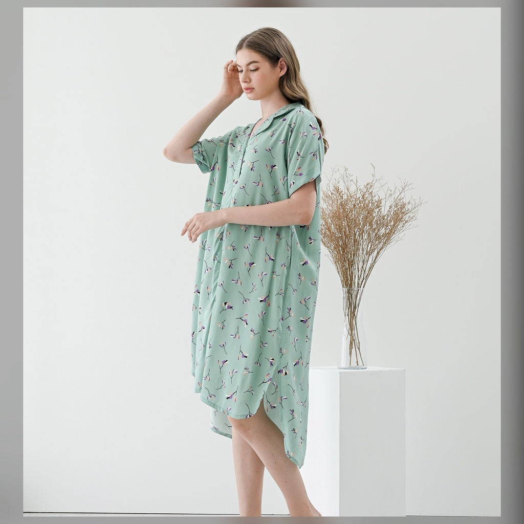 Yoko Nightdress - Sleepwear Daster-Green Leaves