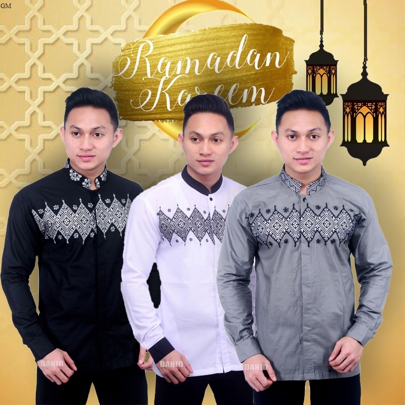 Baju Koko Bordi Bordir Katun Fashion Muslim Pria Terbaru 2022 Dewasa Lengan Tangan Panjang Mewah War