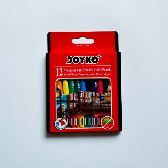 

JOYKO Pensil Warna Tanpa Kayu isi 12 Dapat dihapus + penghapus U.kecil
