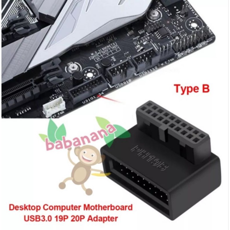 Adapter 20 pin elbow siku 90 derajat usb 3.0 type B