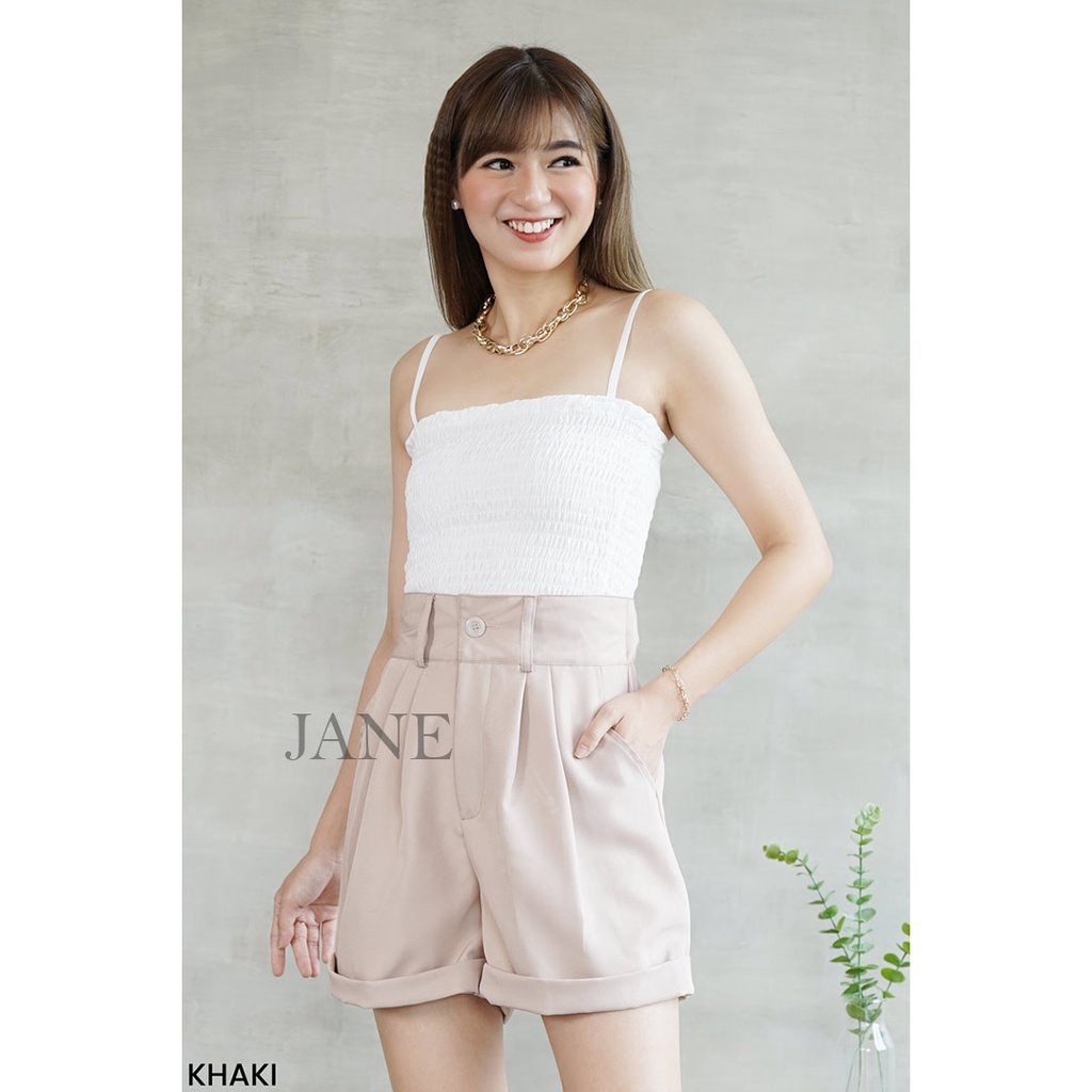 JANE COLLECTION || Celana Pendek Wanita Celana Hotpants Hitam Kekinian High Waist Jumbo Korea Celana Kain Putih Meta Shortpants