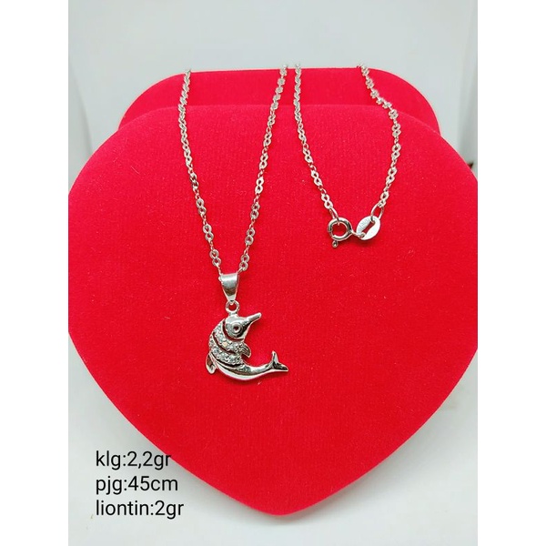 KALUNG PERAK ASLI 925 LAPIS EMAS/KALUNG MODEL CAMPUR + LIONTIN KOALA DAN MATA PUTIH COR/ASLI SILVER/PERHIASAN FASHION