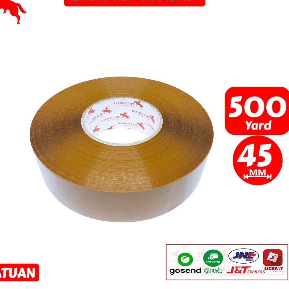 

Model Baru.. Lakban OPP Tape / Lakban Coklat KSATRIA Tape 500 Yard -Pcs