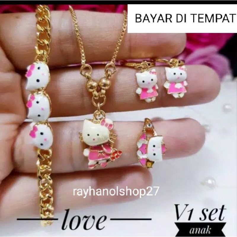 xuping set anak anak motif hello Kitty pink termurah