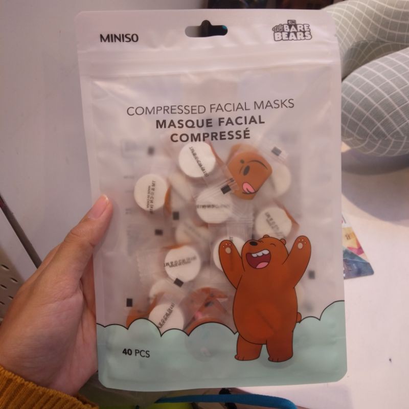 we bare bears compressed facial mask miniso