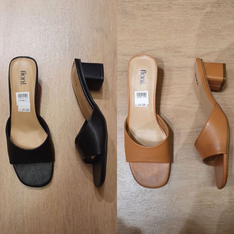 Jastip Termurah Payless by Goddes Slop High Heels Chunky Selop Slide Hak Kotak Tahu Fioni Block Slid