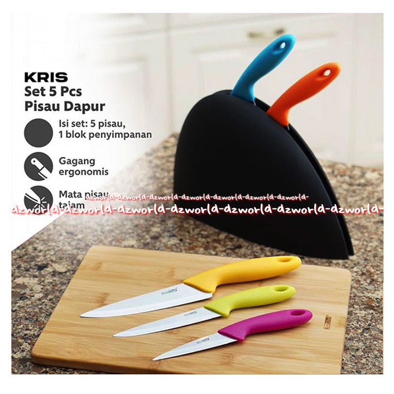 Krischef Set Knife Rainbow Pisau Set Warna Warni Anti Karat Colorfull Pisau 1set Kris Chef Peralatan Pisau Dapur 1 set Warna Warni