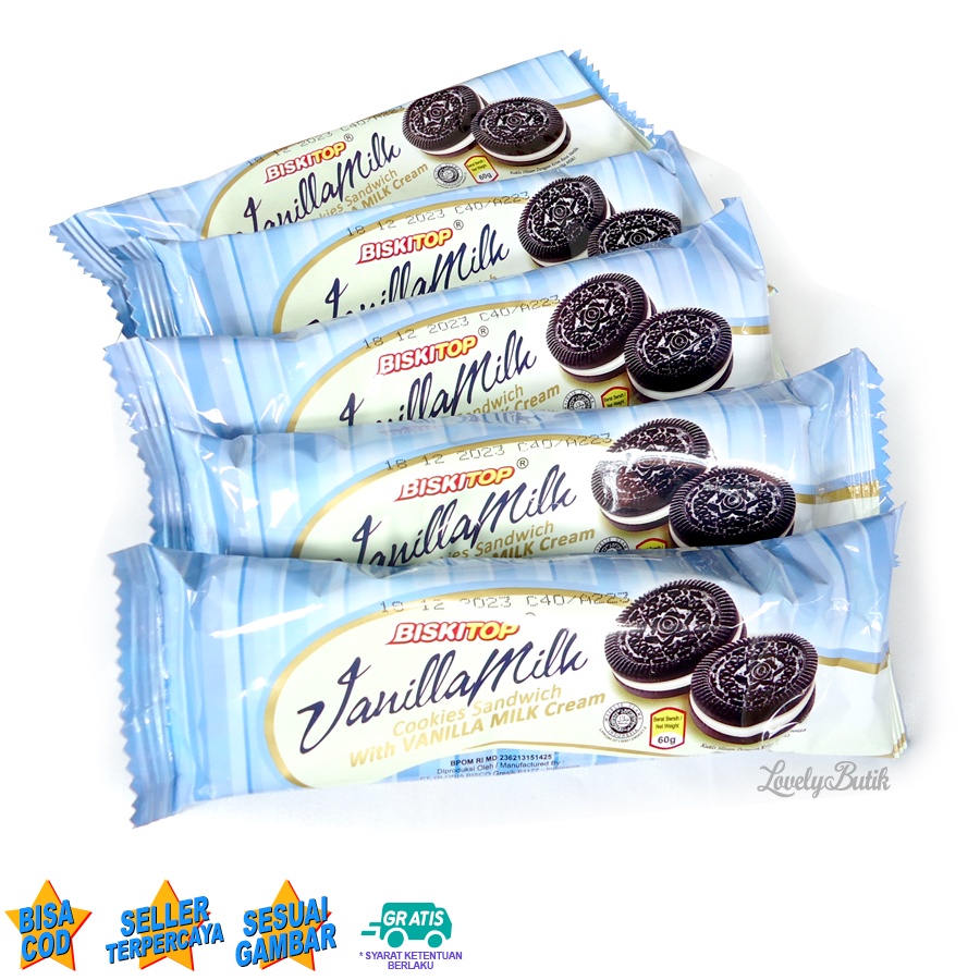 Biskitop Black Cookies Sandwich Biskuit Biskitop Cemilan Biscuit Anak Kue Murah Kue Manis Vanila Coklat Tiramisu Isi 5 Bungkus - Lovelybutik