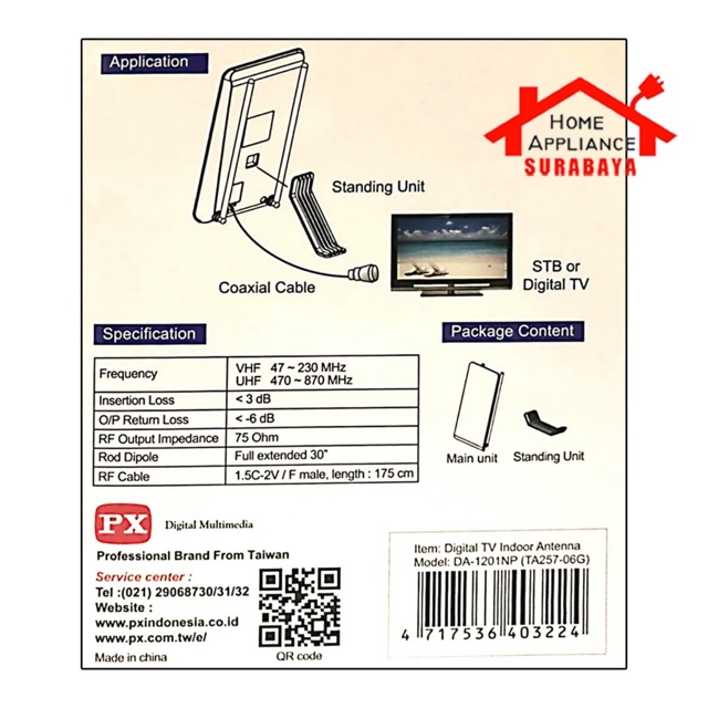 Antena TV Indoor PX DA-1201NP Digital TV DVB-T2 (Garansi 18 Bulan)