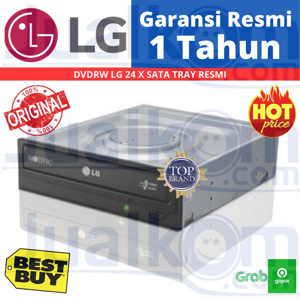 DVDRW LG 24 X SATA DVD-RW 24x TRAY DVD RW Internal RESMI