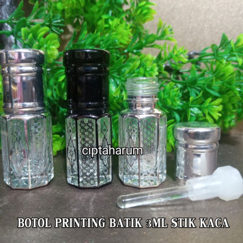 Botol Tola printing vip minyak wangi motif batik 3ml stik kaca
