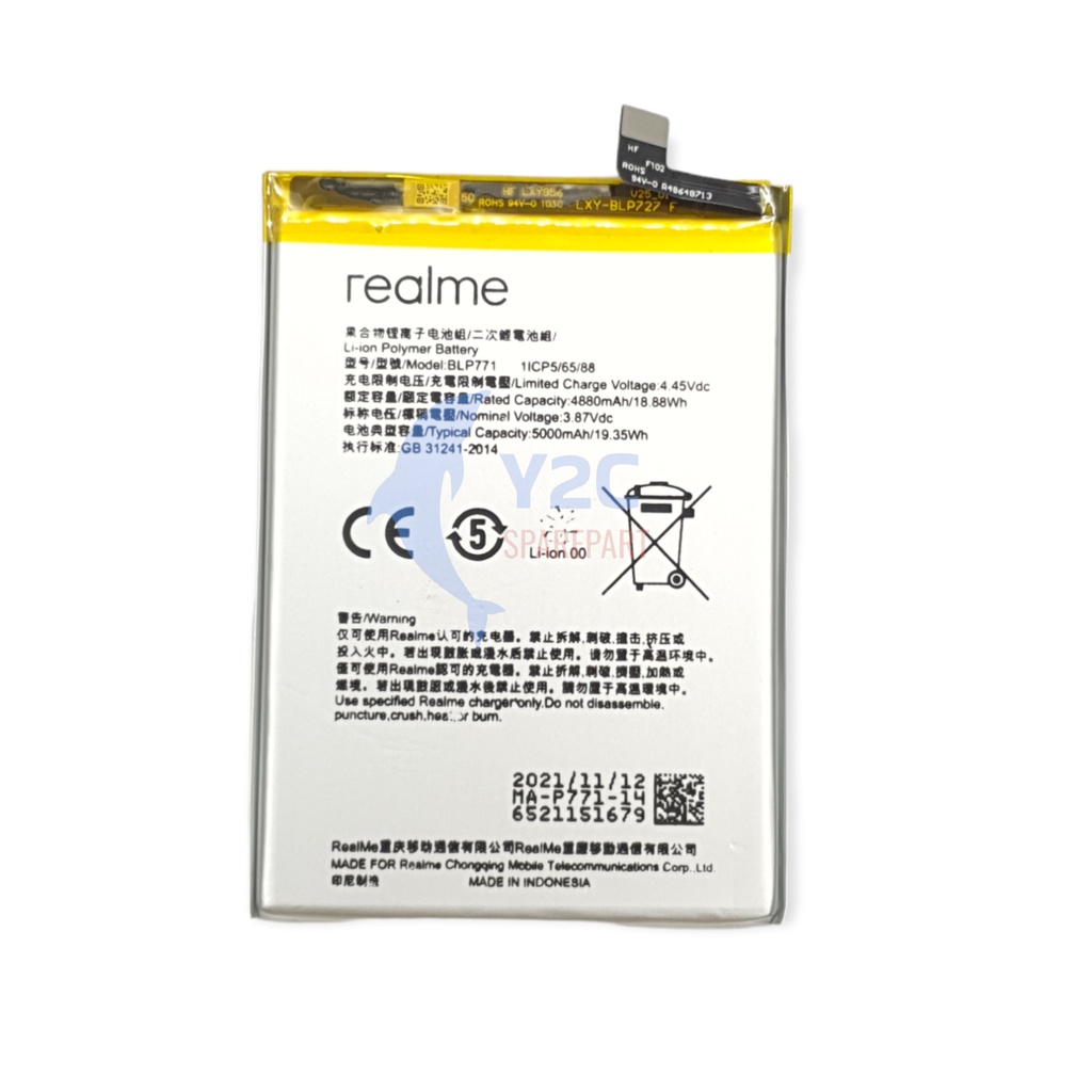 BATERAI REALME C25 / C3 / REALME 6I / NARZO 10 / BLP771 ORIGINAL OEM / BATRE / BATERE / BATRAI / BATREI
