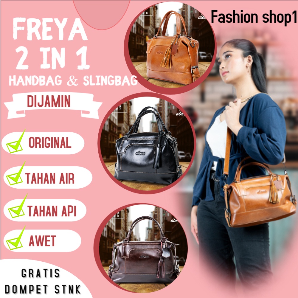 tas kulit sapi asli trendy wanita mahal original simpel elegan tas selempang  anti air FREYA bag