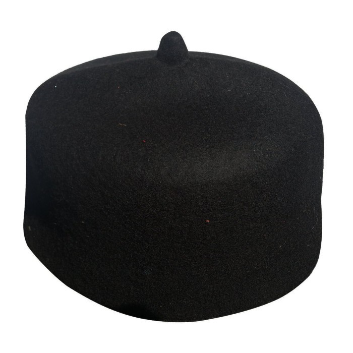 Peci Fez Maroko Premium Black TheKufi Woll Original Size XL Peci Bulu Domba - Peci Tarbus Wol Asli -