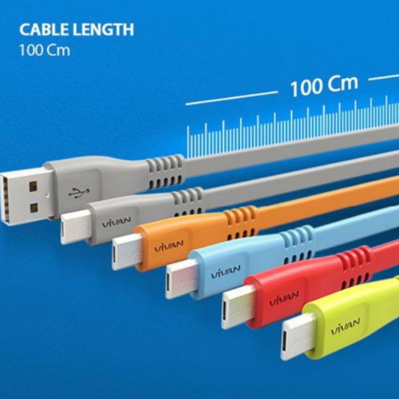 Kabel Data VIVAN CSM100S Ecer Kabel Data For Android Kabel 1 Toples isi 40pcs charger vivan for android kabel casan