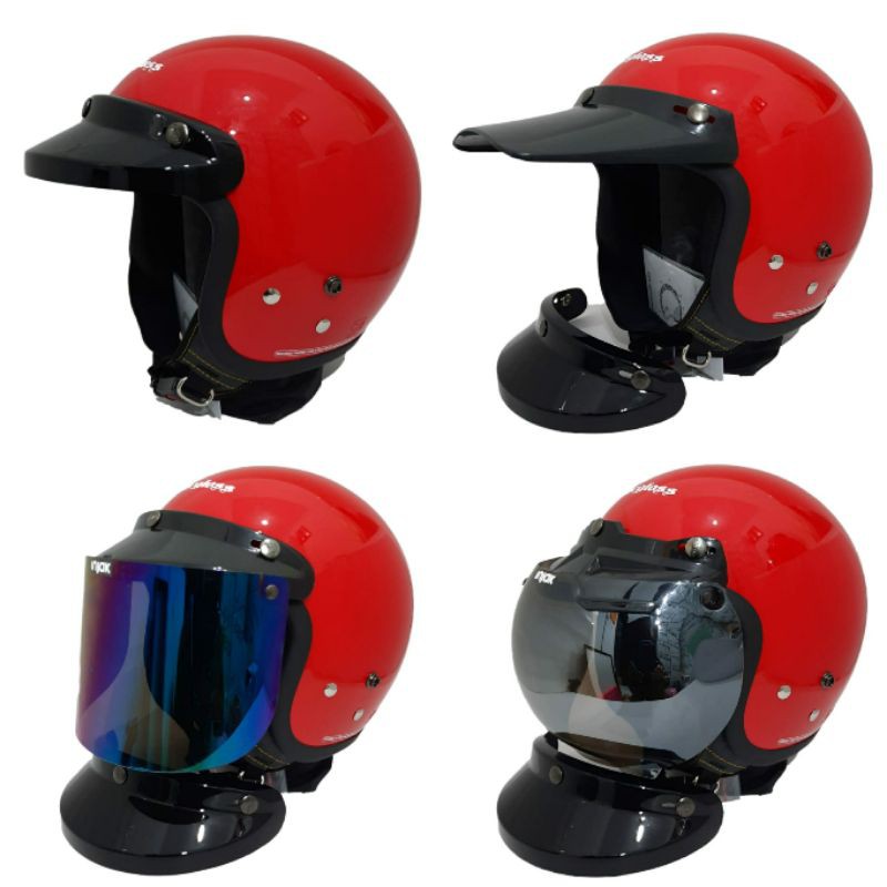 Helm Cargloss Retro CFM Merah Gloss