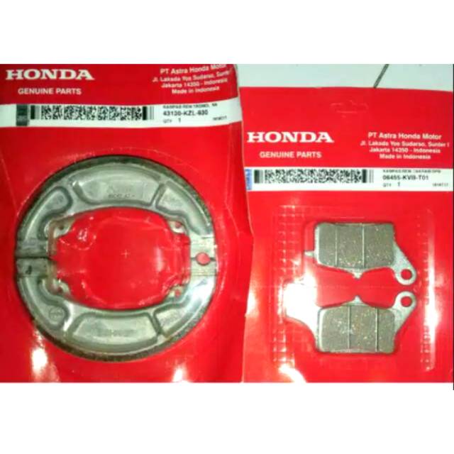Paket kampas rem asli honda  depan+ belakang..untuk semua motor matic honda all beat.vario.scoopy