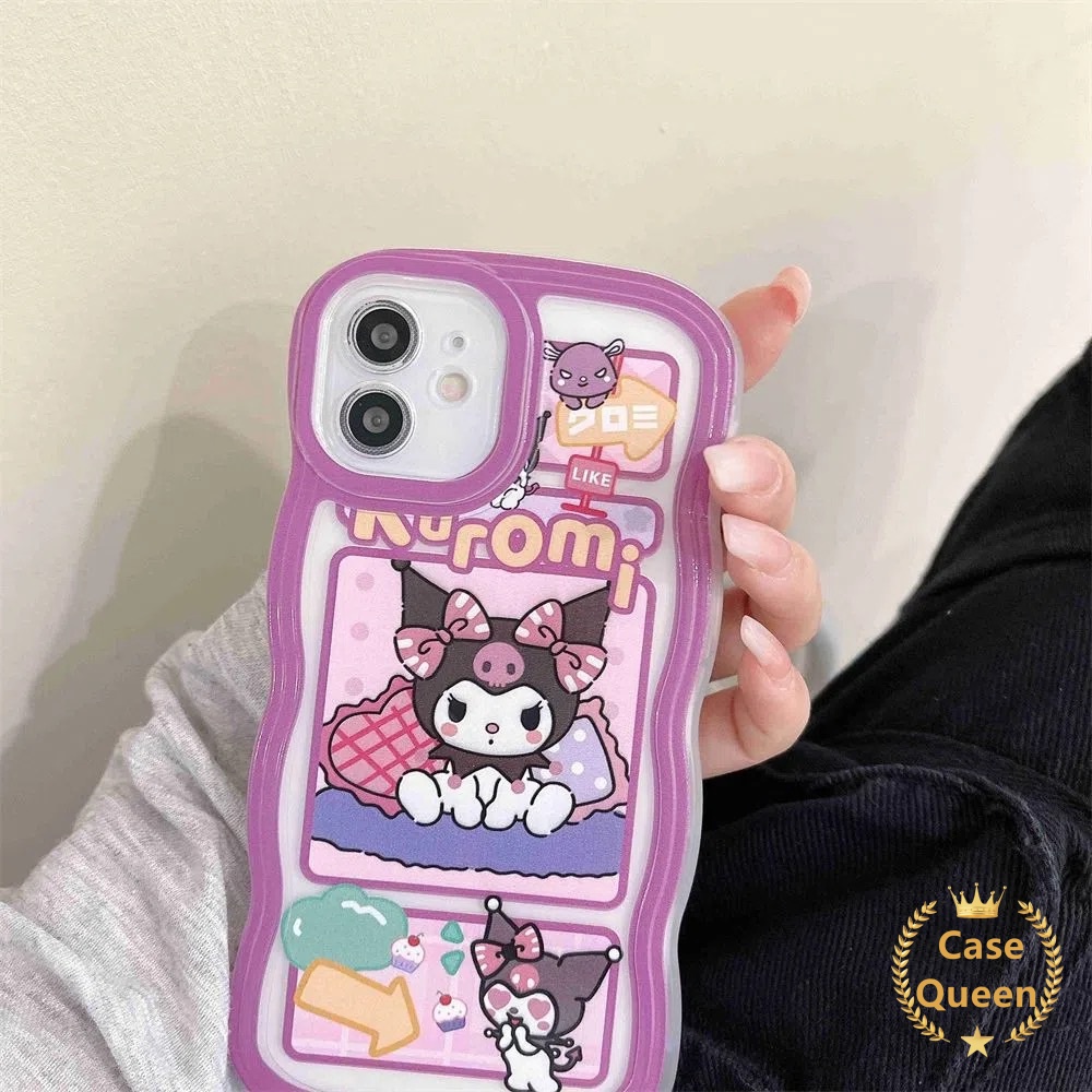 Casing Frame Wavy Oppo A17 A7 A5s A5s A16s A12 A3s A15 A54 A16 A57 2022 A12E A11K A17K A15s A53 A33 2020 A35 A32 Kartun Lucu Kuromi Melody TPU Soft Phone Case