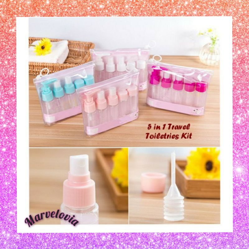 Travel Toiletries Botol Bottle Kit 5in1 (1 set isi 5 botol) - Perlengkapan Mandi Travelling