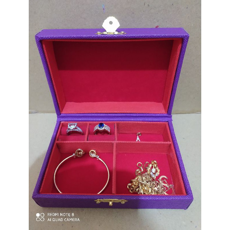 kotak perhiasan kombinasi 2cincin dan 3kotak kosong untuk kalung gelang liontin anting LM/ANTAM