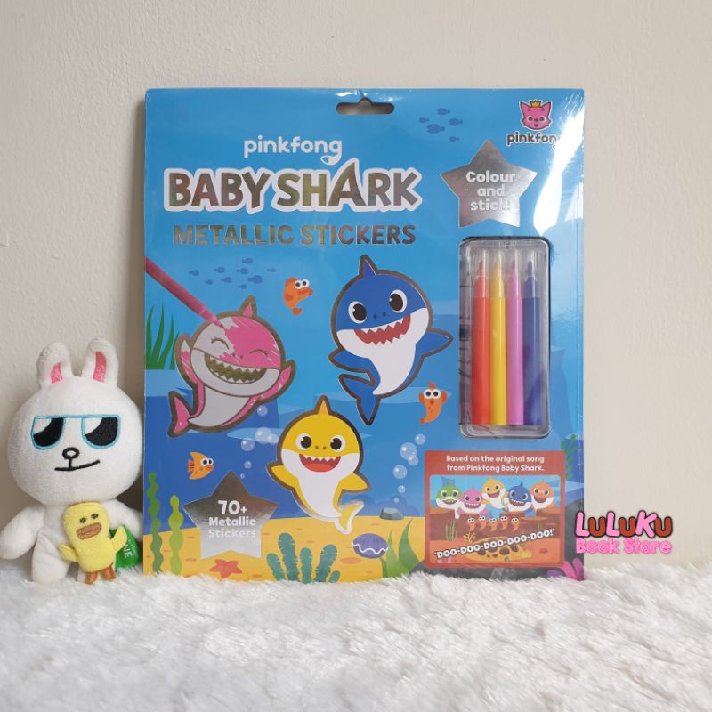 Pinkfong Baby Shark Metallic Stickers set - mainan buku aktivitas anak mewarnai stiker babyshark