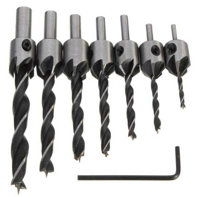 Set 8pcs Mata Bor Lubang Sekrup Baut Kayu Countersink chamfer