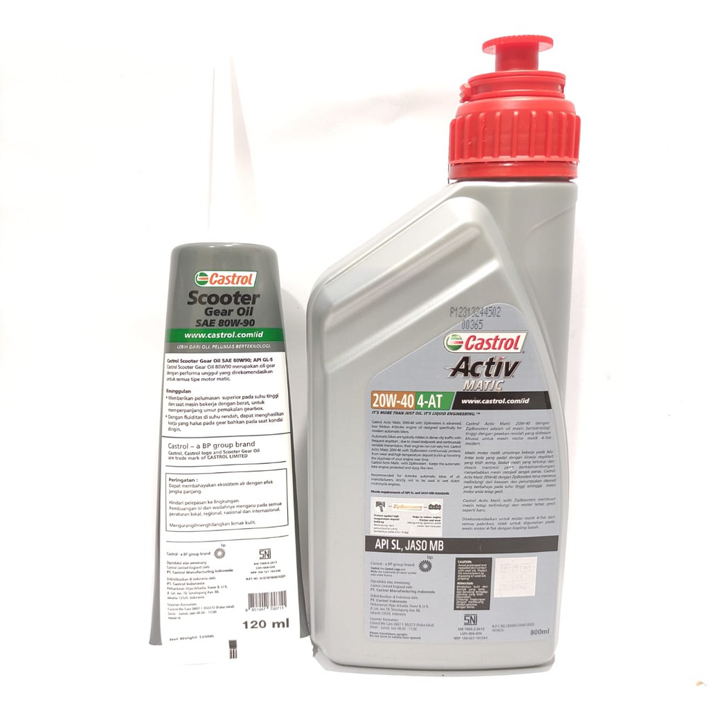 PAKET OLI MATIC CASTROL ACTIV 20W40 DENGAN OLI GARDAN 80W90 120ML ASLI